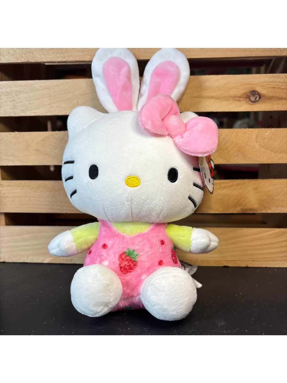 Hello Kitty bunny Sanrio 11” tall pink bow Easter plush stuffed animal
